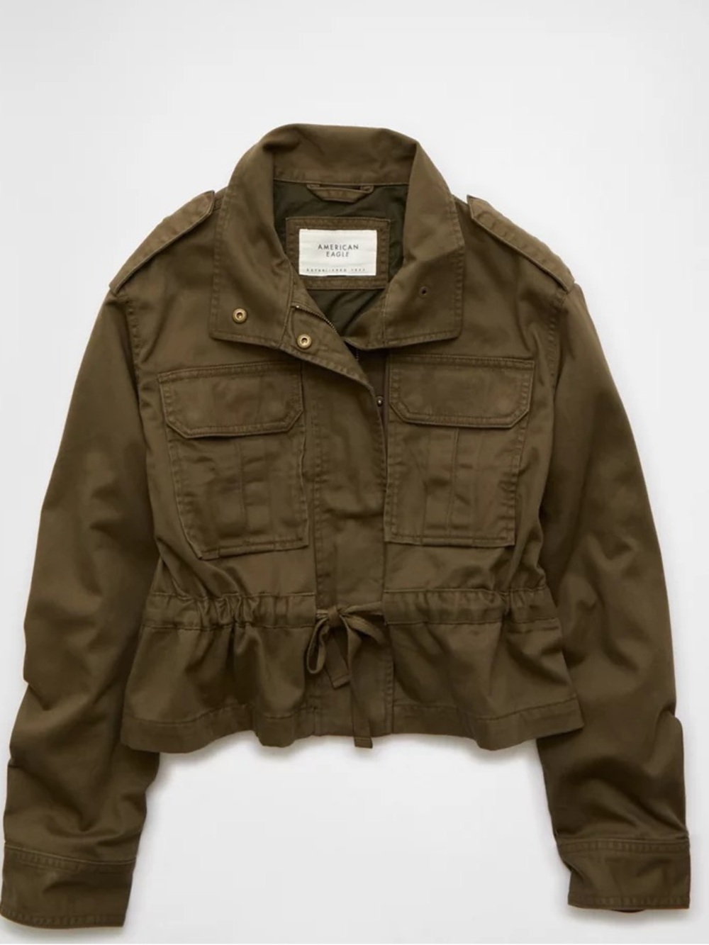 American Eagle Peplum Military Women's Olive Utility Drawstring Jacket XL